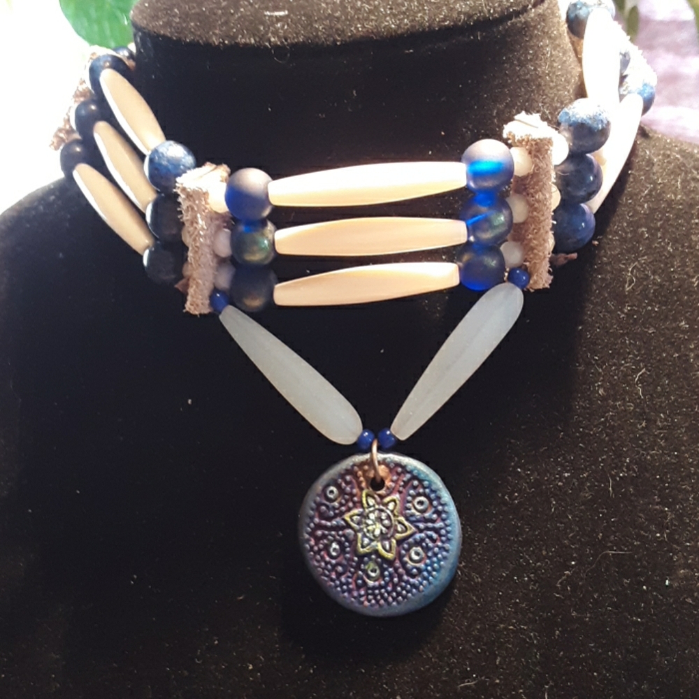 Tribal choker necklace and matching earrings